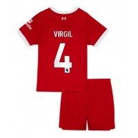 Echipament fotbal Liverpool Virgil van Dijk #4 Tricou Acasa 2023-24 pentru copii maneca scurta (+ Pantaloni scurti)